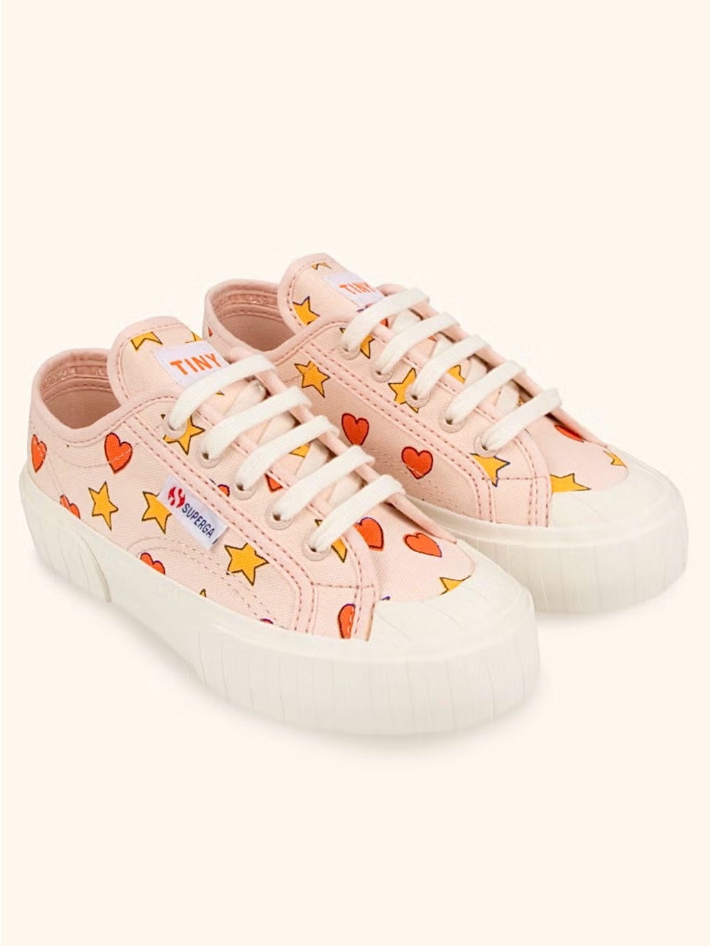 Tinycottons x Superga Kids Pink Hearts & Stars Sneakers 12.5